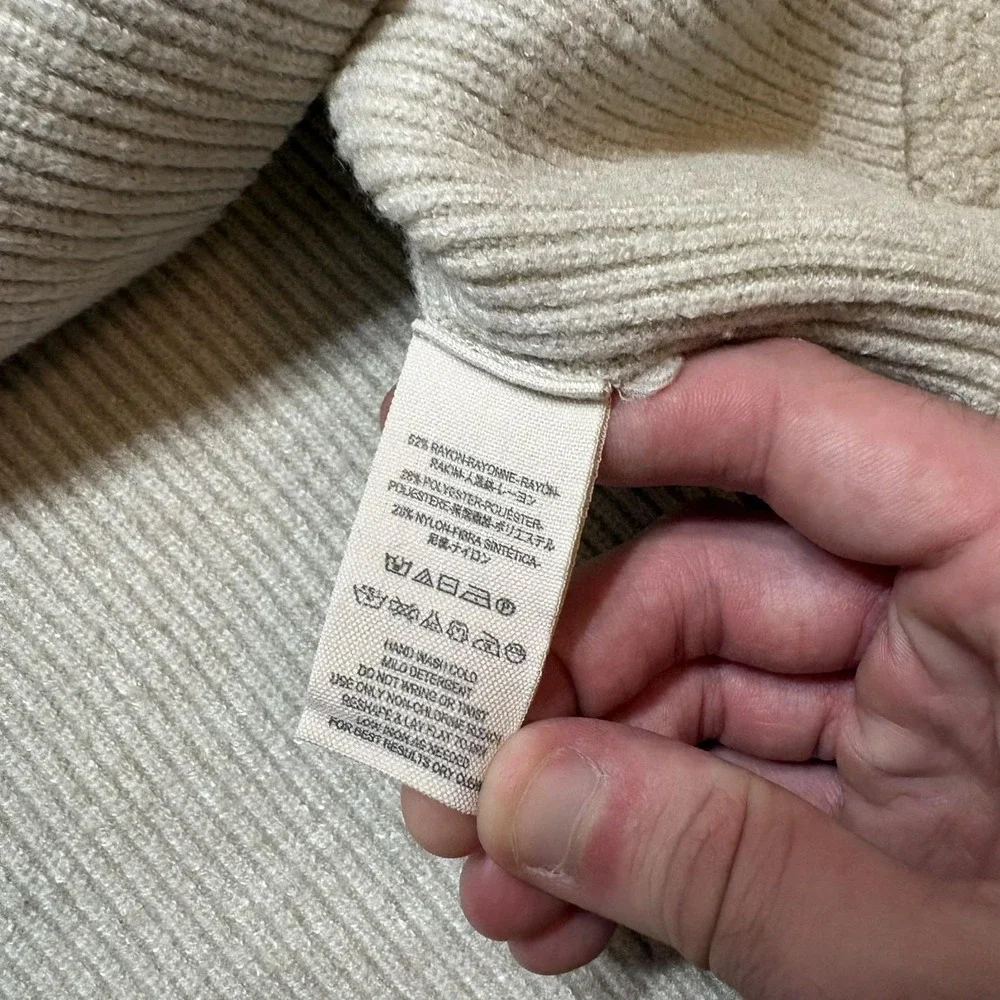 Free People Sweater Womens Large Beige Turtleneck‎ Rib Knit Pullover Oversized
